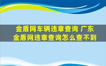 金盾网车辆违章查询 广东金盾网违章查询怎么查不到